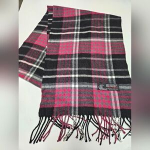 Italy Design cashmere blend pink black plaid soft tassel winter fall scarf